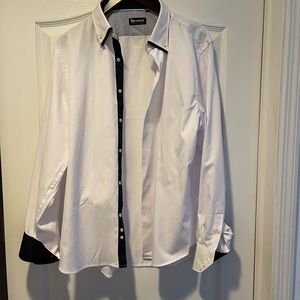 Recamicia white button down shirt with navy accents